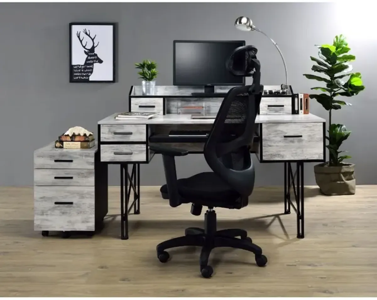 Safea Computer Desk, White & Black Finish 92802