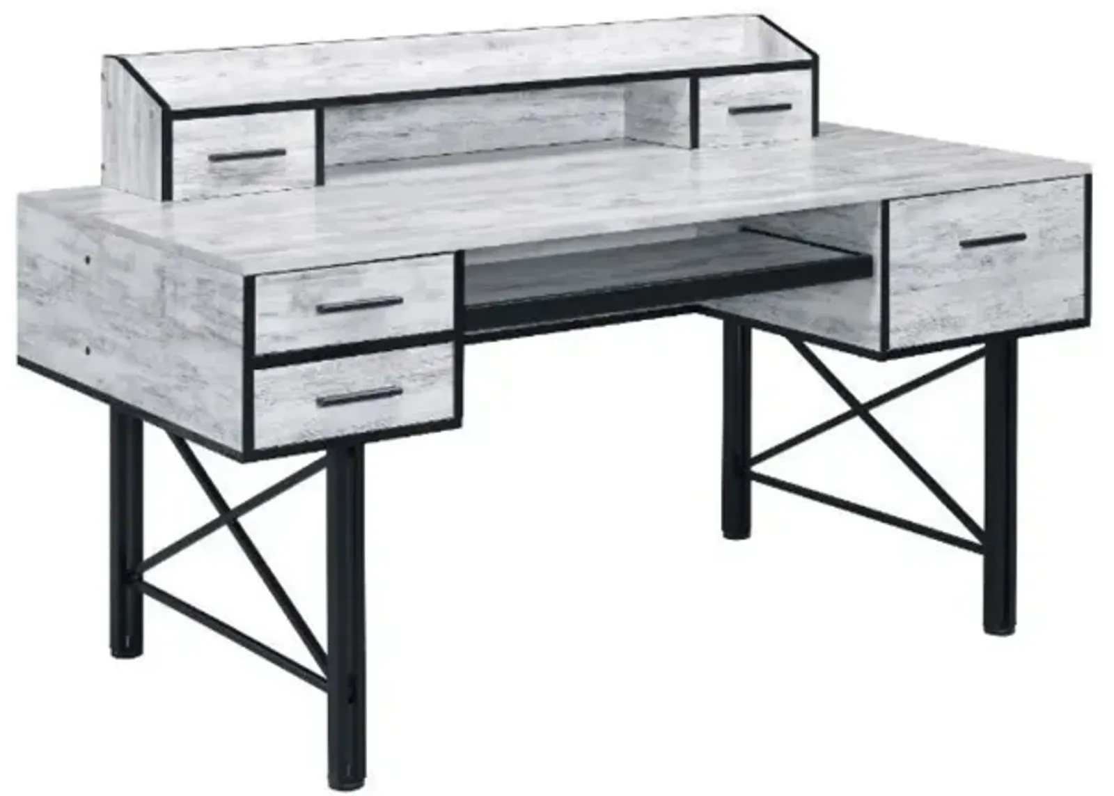 Safea Computer Desk, White & Black Finish 92802