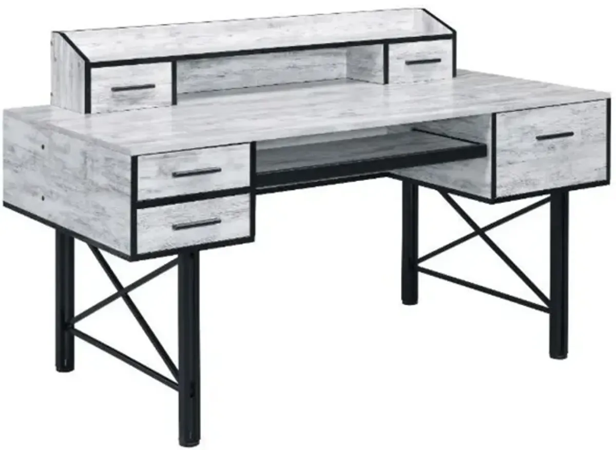 Safea Computer Desk, White & Black Finish 92802