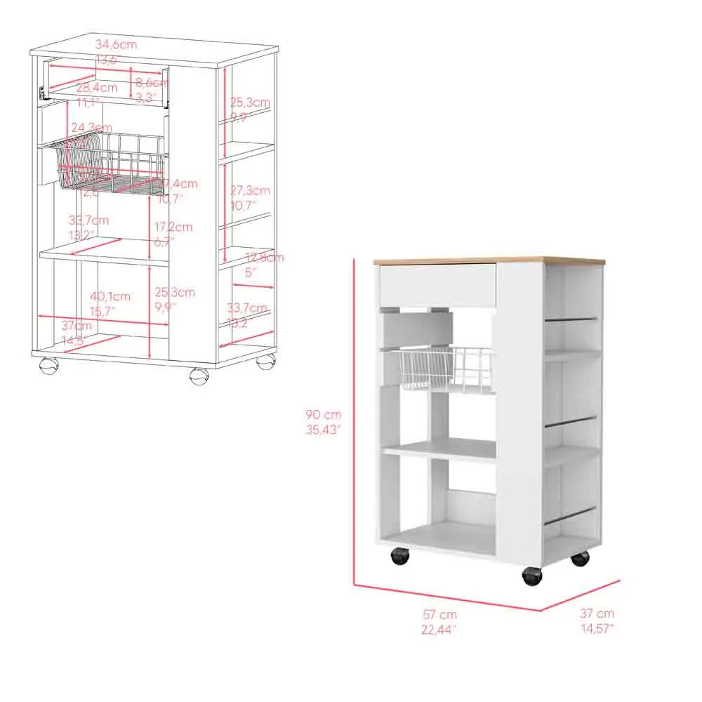 Kitchen Cart Sonex, Kitchen, White / Light Oak