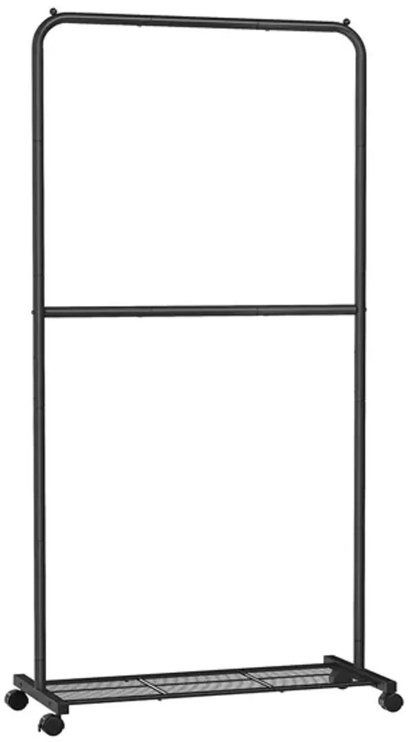 36 Inch Double-Rod Clothes Rack with Wheels