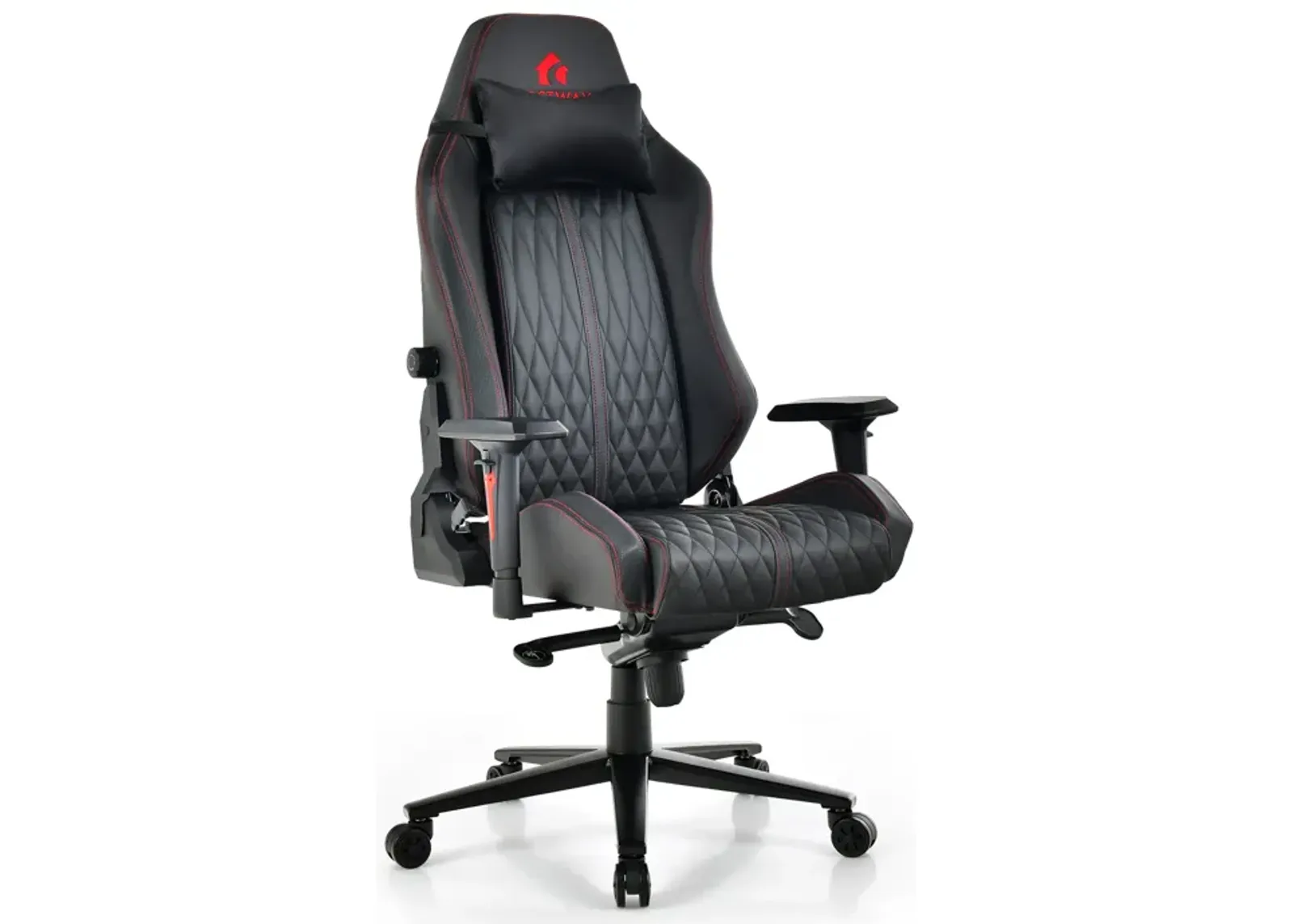 Adjustable Gaming Chair with Gas Lift 4D Armrest and Lumbar Support-Black