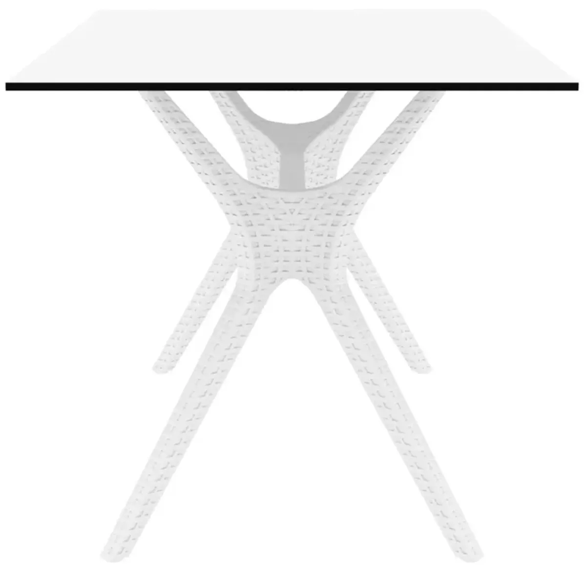 55" White Solid Rectangular Patio Dining Table