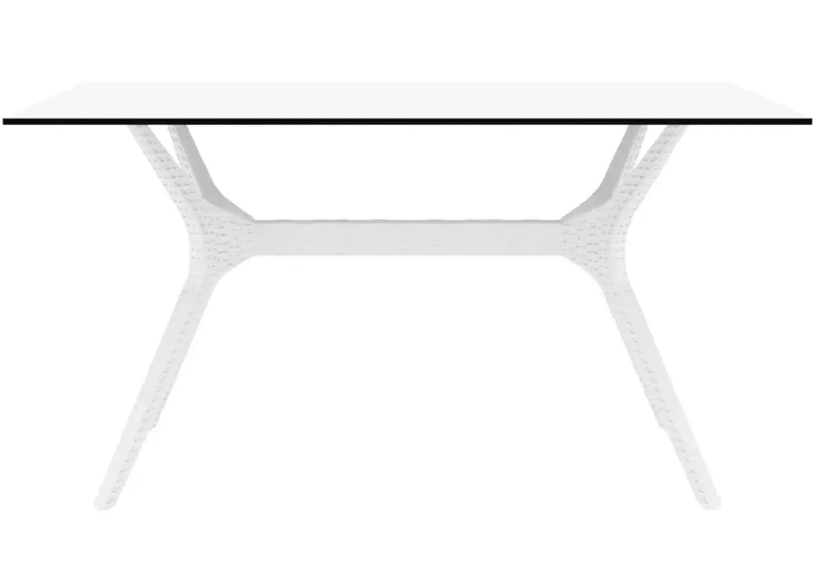 55" White Solid Rectangular Patio Dining Table