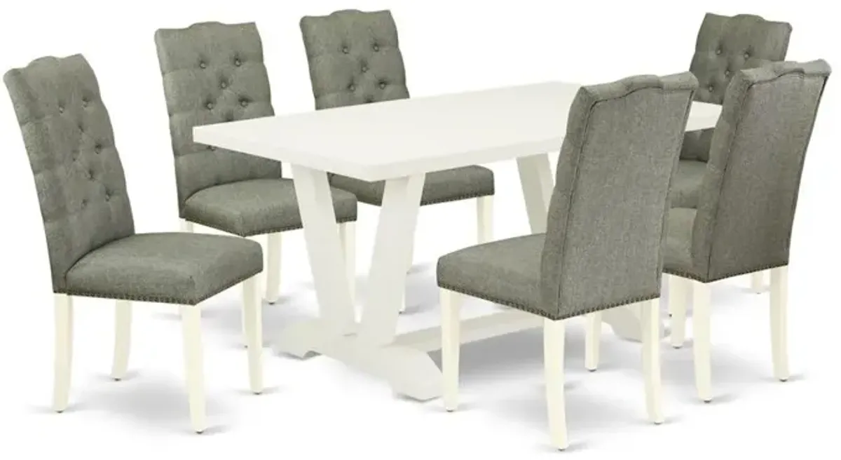 East West Furniture V026EL207-7 - 7-Piece Kitchen Set - 6 Parson Chair and a Dining Room Table Solid Wood Frame