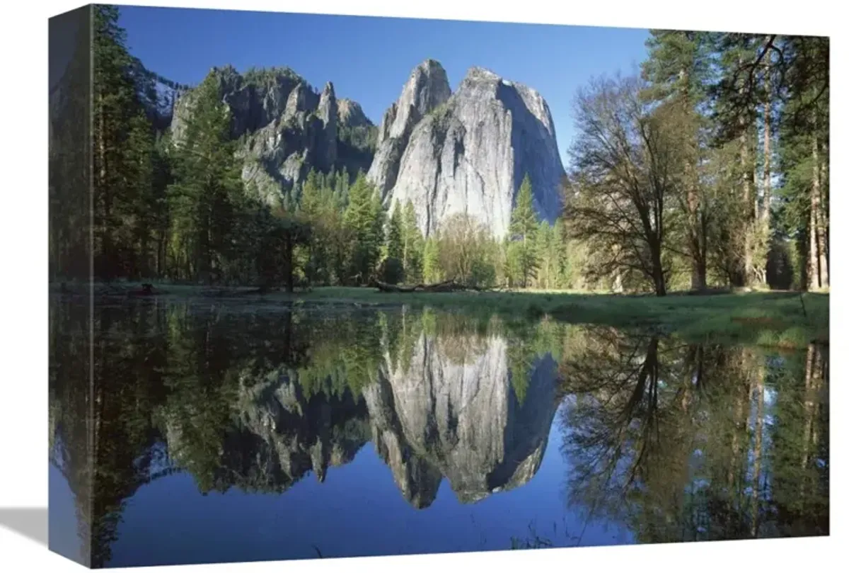 Cathedral rock reflected in the Merced River, Yosemite NP, California-Canvas Art-16x12