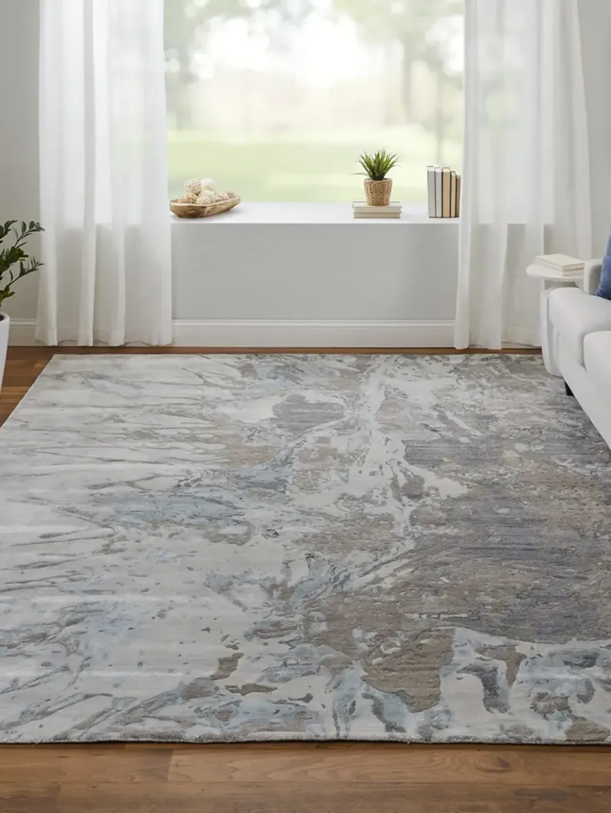 Zarah 8918F 2' x 3' Gray/Tan/Blue Rug