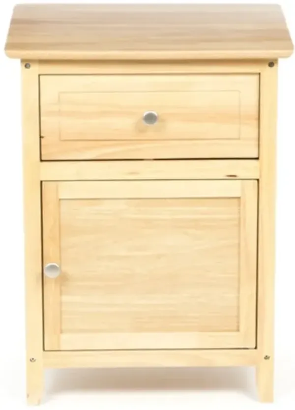 Wood Finish 1 Drawer Nightstand Cabinet for Bedroom Storage and Organization
