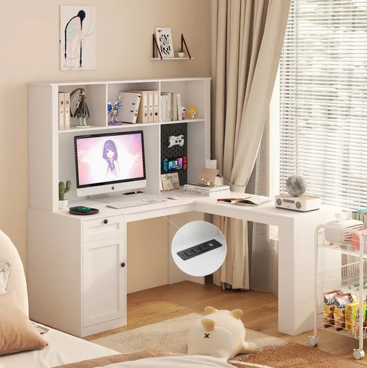 2-in-1 Space-Saving L-Shaped Corner Desk with Ample Storage