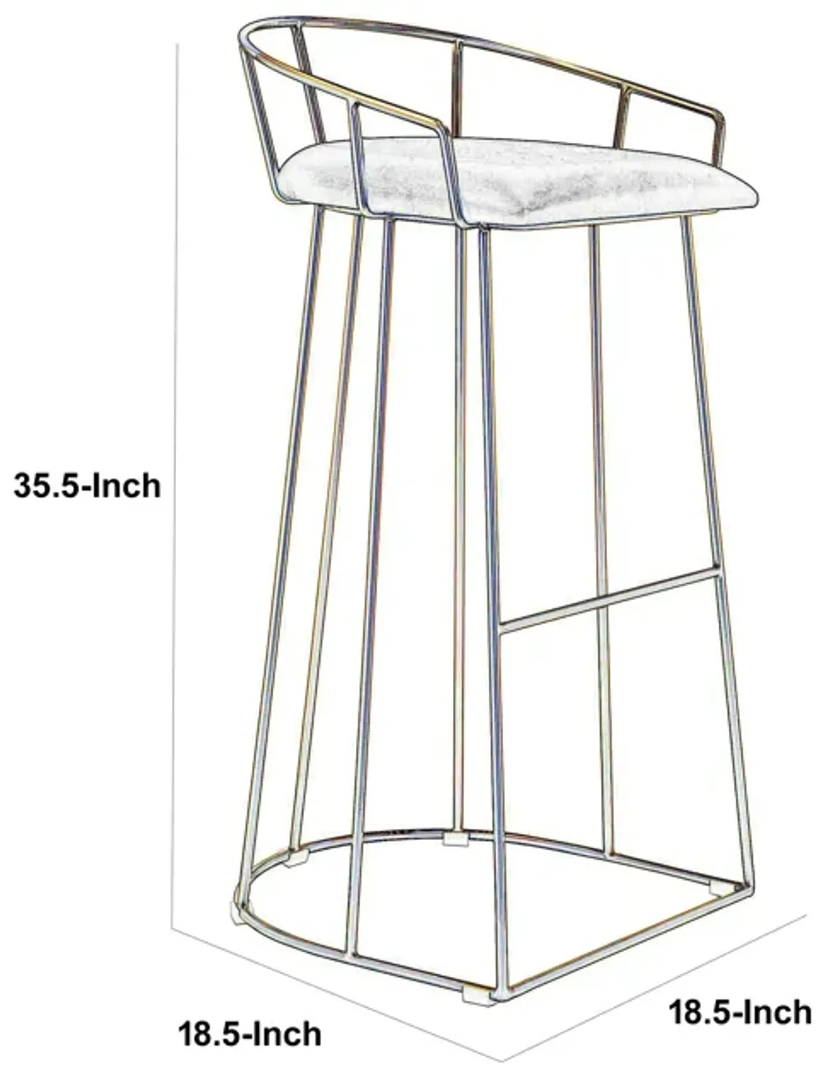 Cato 31 Inch Barstool Chair, White Faux Leather, Gold Open Steel Frame - Benzara