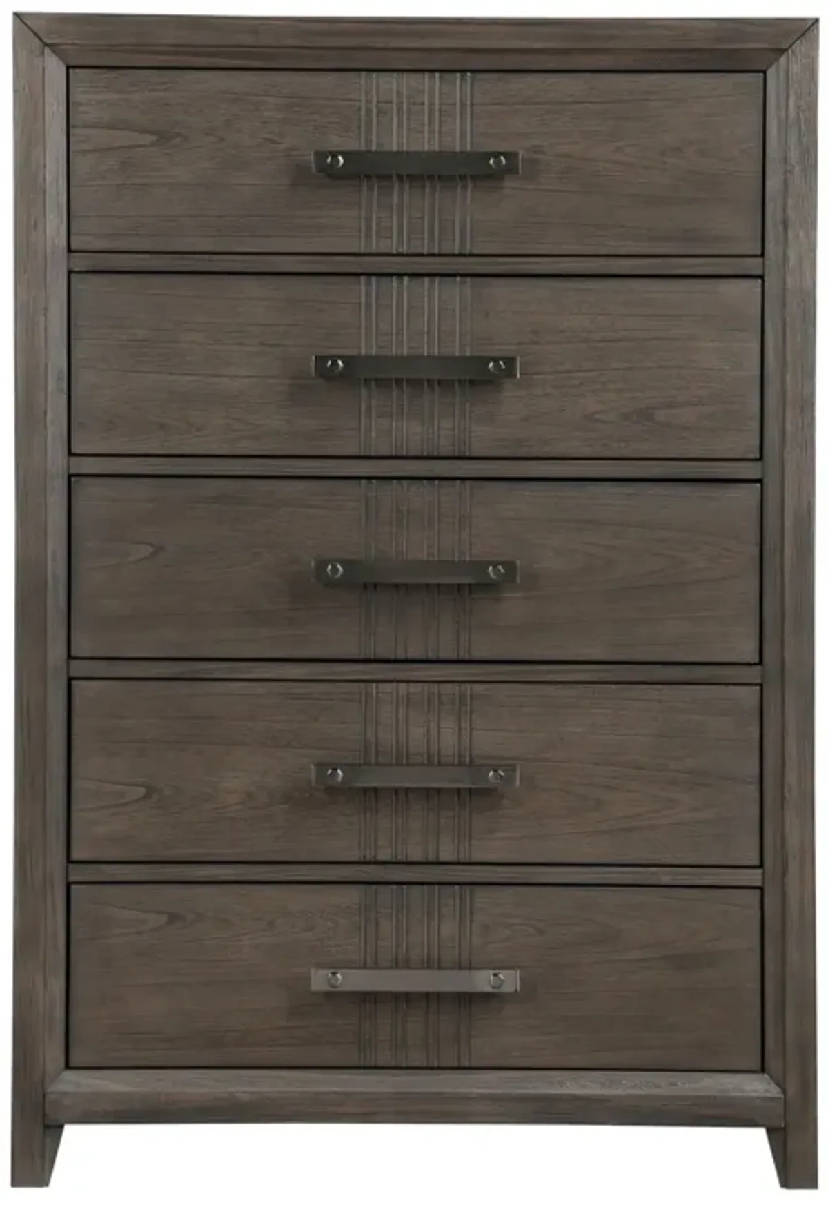 Benjara Brown Wali 51 Inch Tall Dresser Chest, 5 Drawer, Black Handles, Walnut