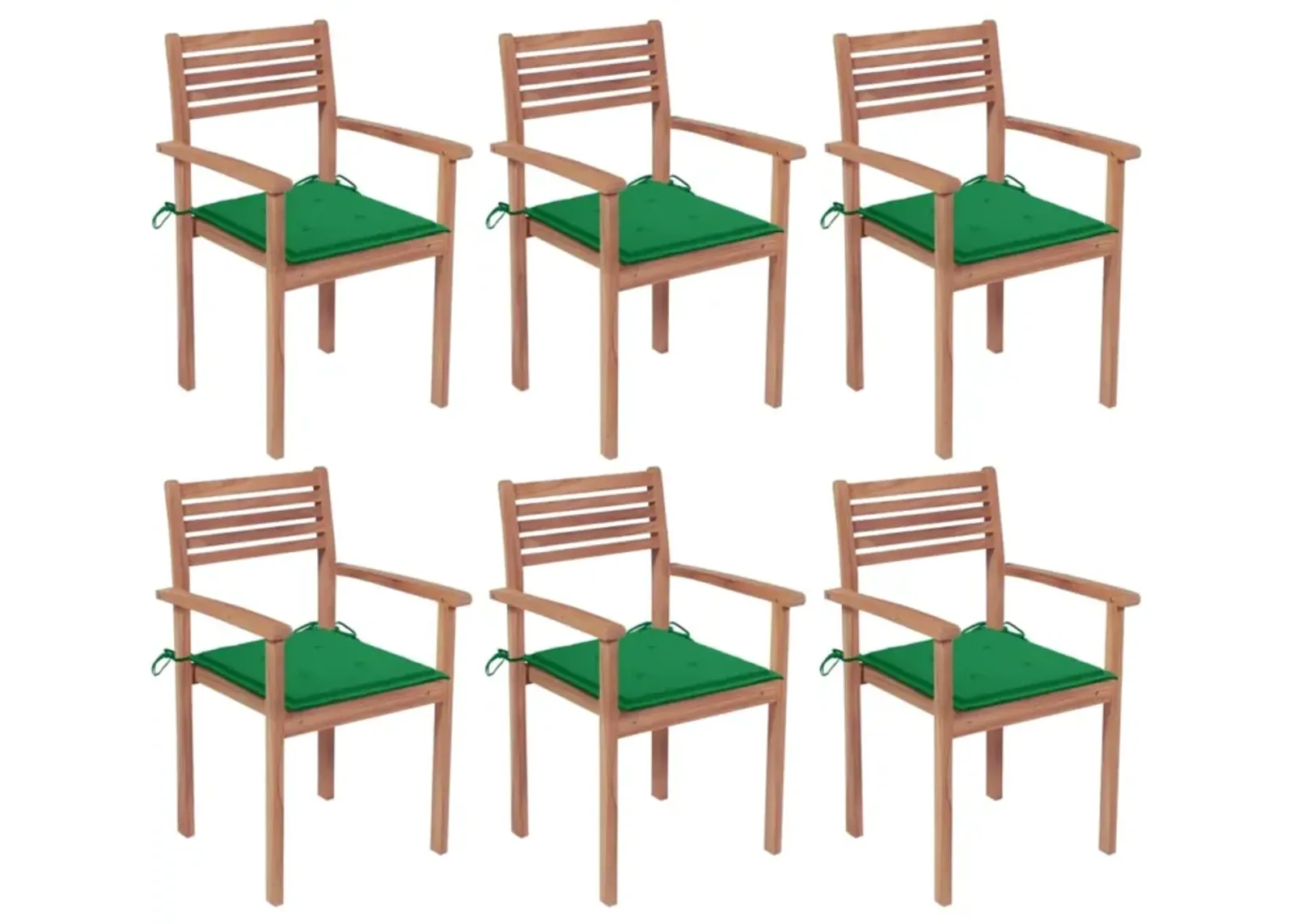 vidaXL Stackable Garden Chairs with Cushions 6 pcs Solid Teak Wood