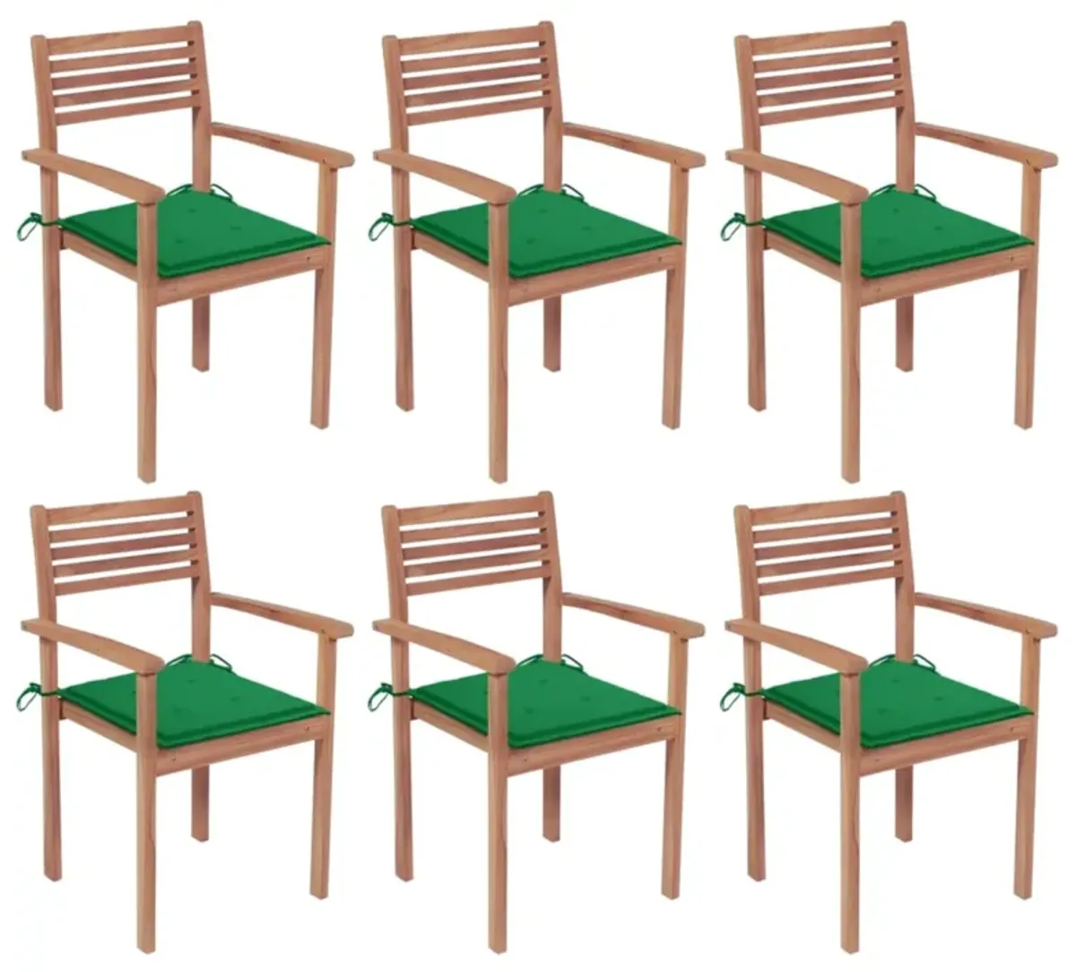 vidaXL Stackable Garden Chairs with Cushions 6 pcs Solid Teak Wood