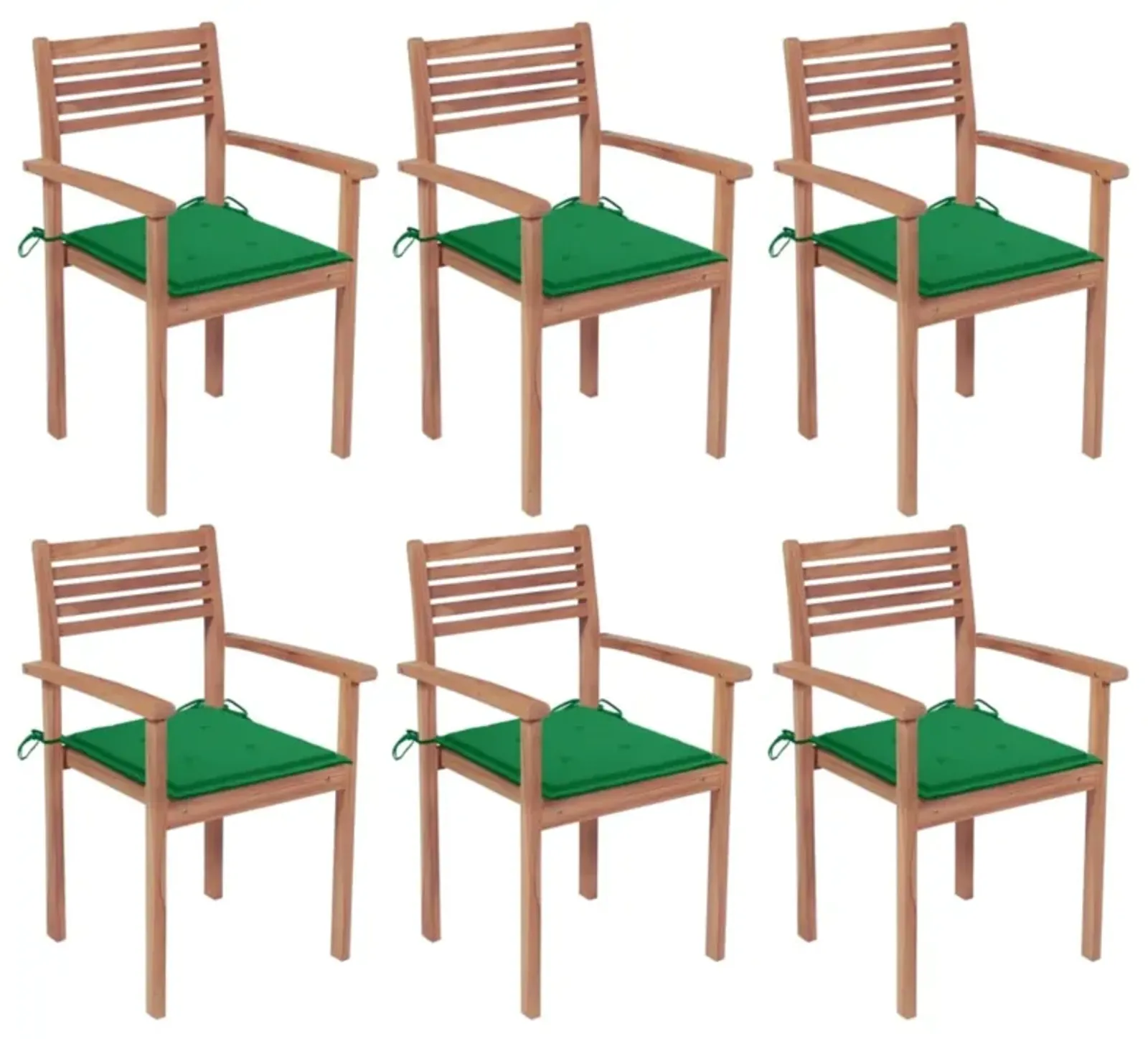 vidaXL Stackable Garden Chairs with Cushions 6 pcs Solid Teak Wood