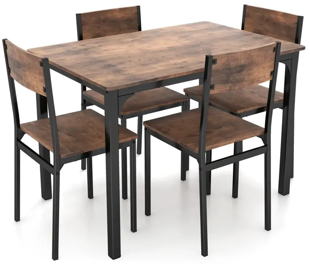 5 Piece Dining Table Set Industrial Style Kitchen Table and Chairs for 4-Rustic Brown