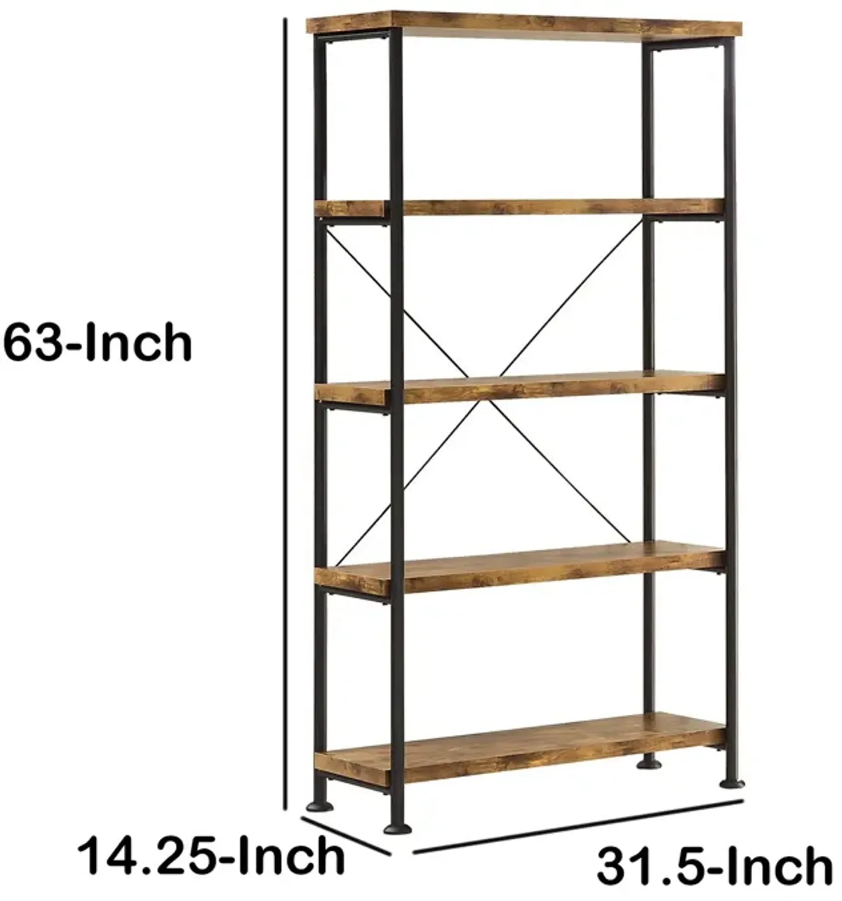 Rustically designed Bookcase With 4 Open Shelves-Benzara