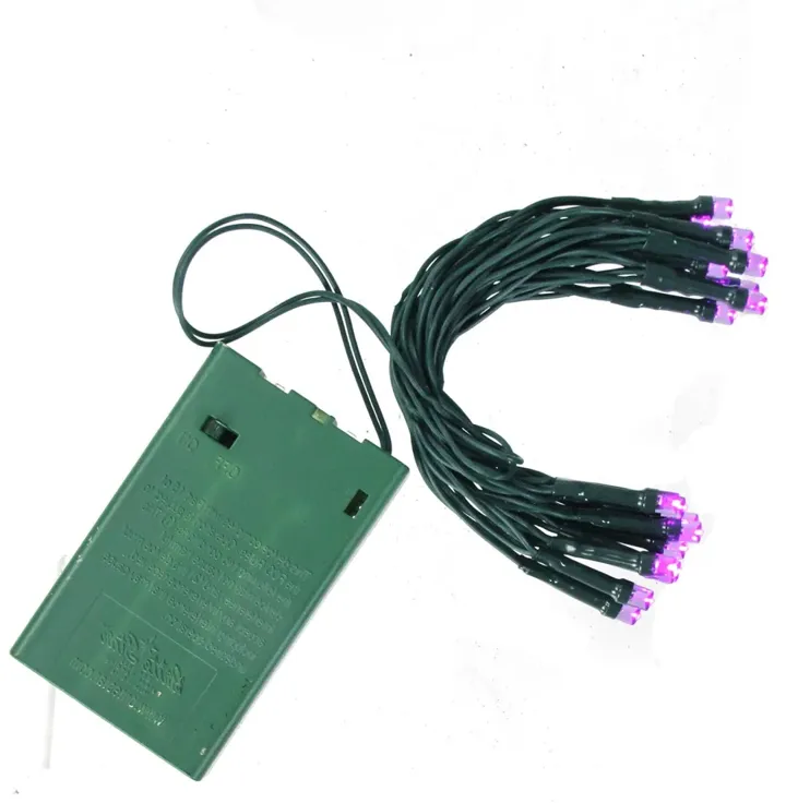 20 Purple LED Wide Angle Mini Christmas Lights - 6.25 ft Green Wire