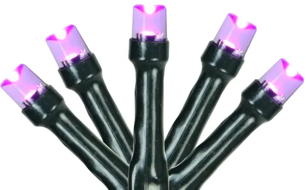 20 Purple LED Wide Angle Mini Christmas Lights - 6.25 ft Green Wire