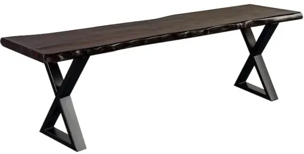 Porter Designs Manzanita Live Edge Solid Sheesham Wood Dining Bench, Gray