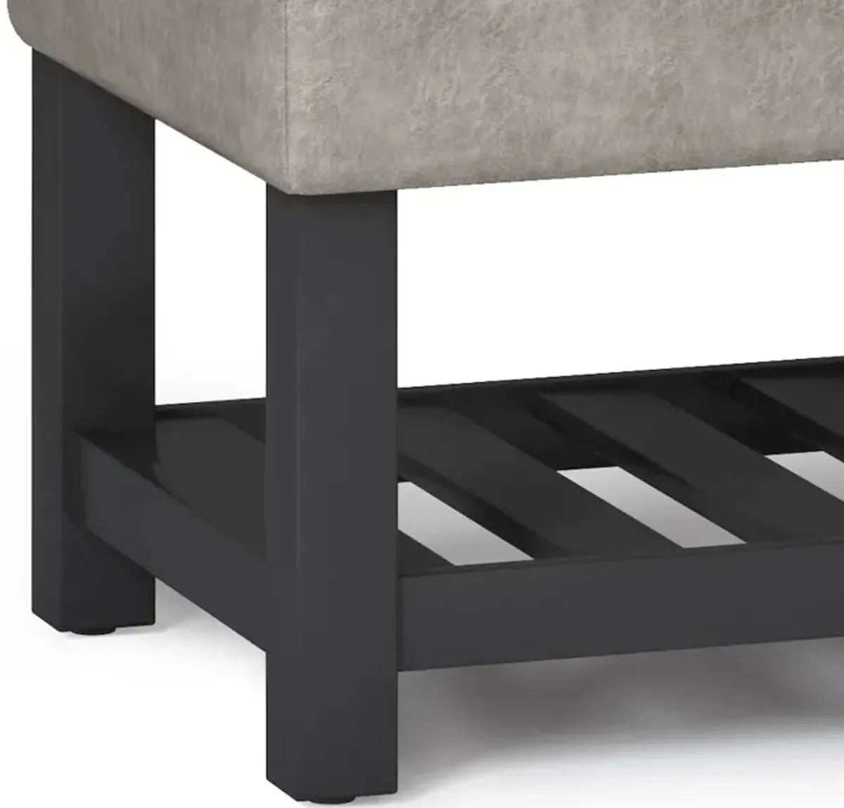 Simpli Home Storage Ottoman Bench With Open Bottom In Distressed Grey Taupe