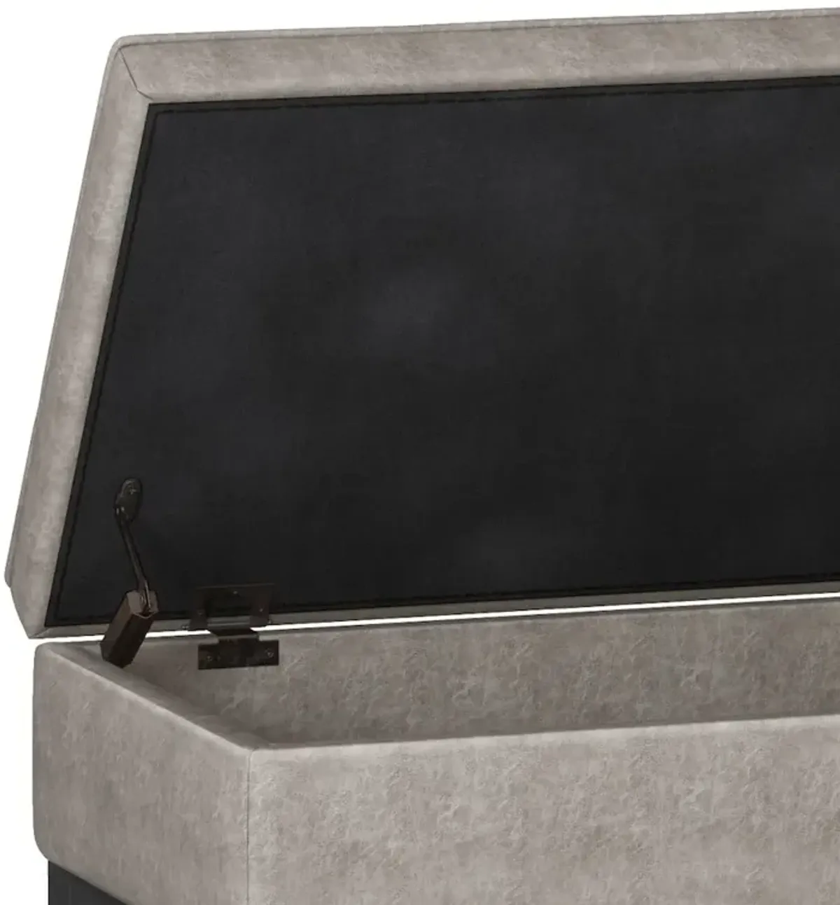 Simpli Home Storage Ottoman Bench With Open Bottom In Distressed Grey Taupe