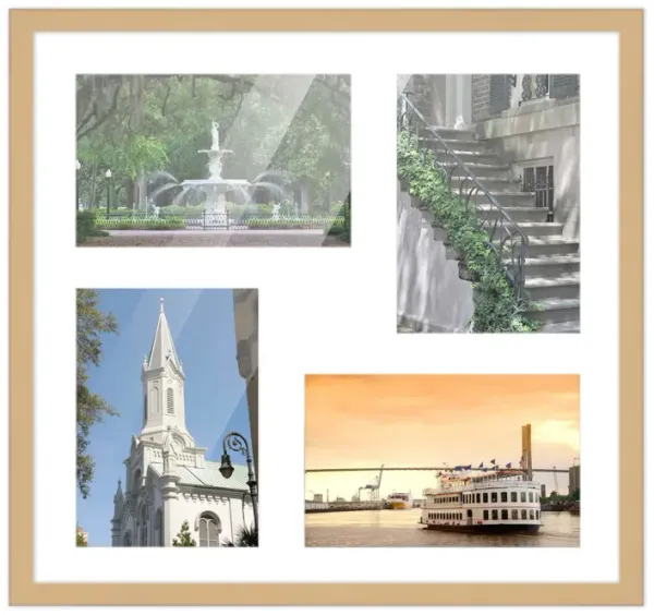 12x12 Wood Collage Frame with a White Mat for 4x6 Pictures