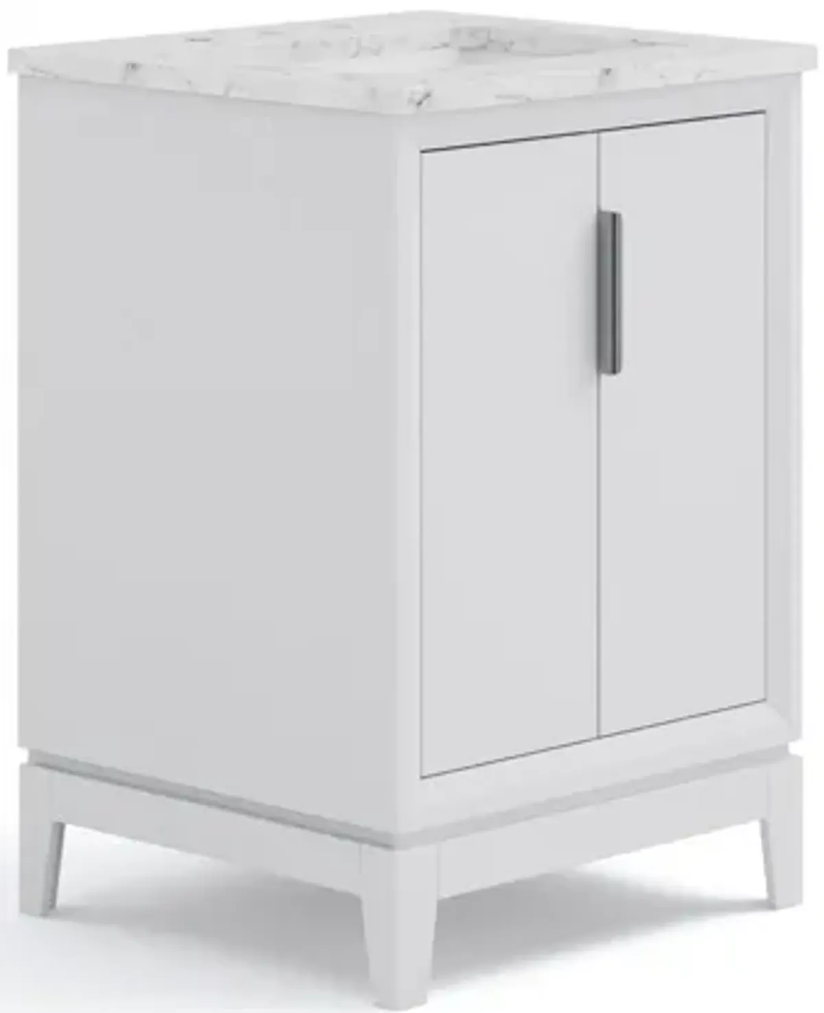 Elizabeth 24 In. Single Sink Carrara White Marble Countertop Bath Vanity In Pure White with Brushed Silver Hardware