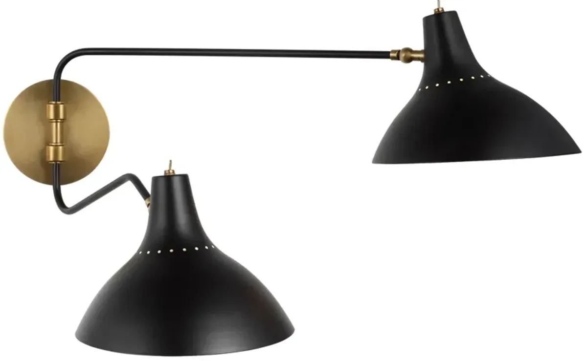 Charlton Medium Double Wall Light in Black