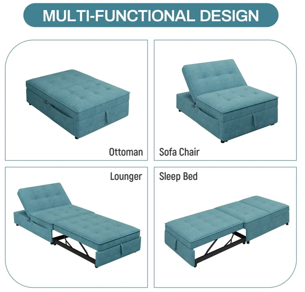 Merax Folding Ottoman Bed  Sofa Bed  with USB