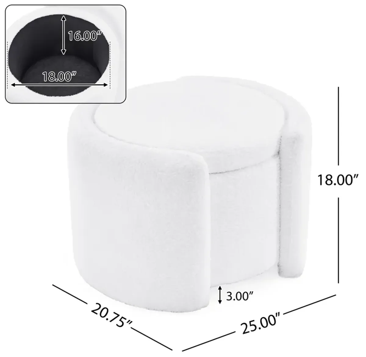 Merax Cozy Boucle Storage Ottoman