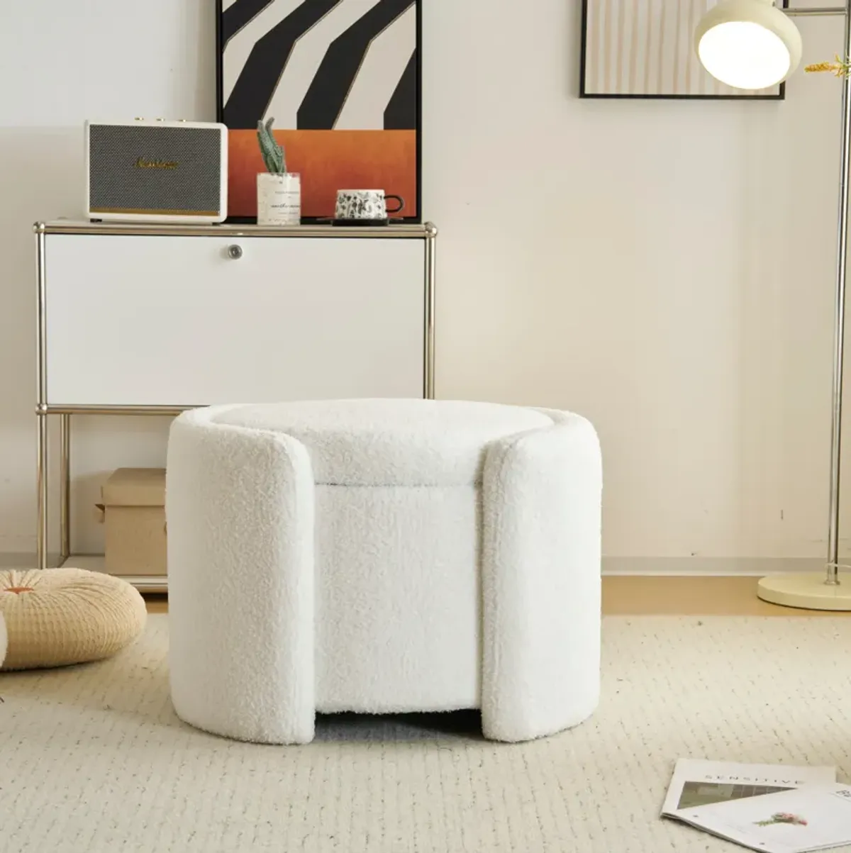 Merax Cozy Boucle Storage Ottoman