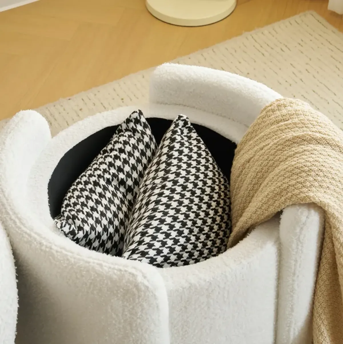 Merax Cozy Boucle Storage Ottoman