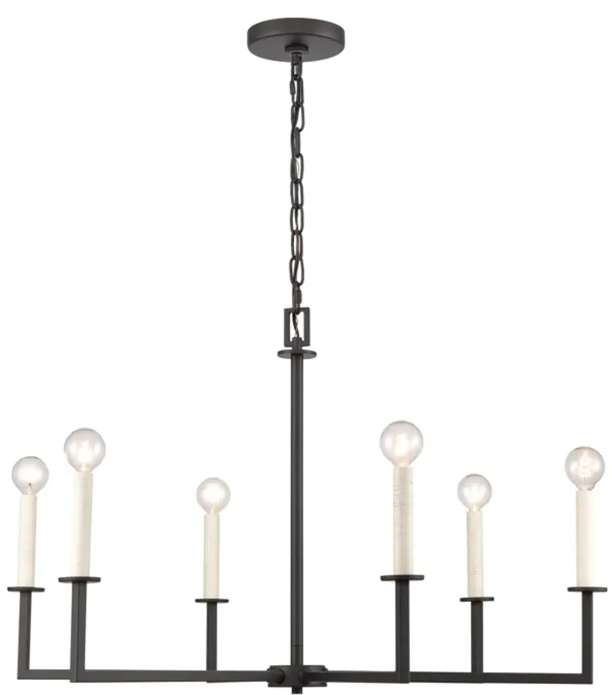 Dunne 30'' Wide 6-Light Black Chandelier