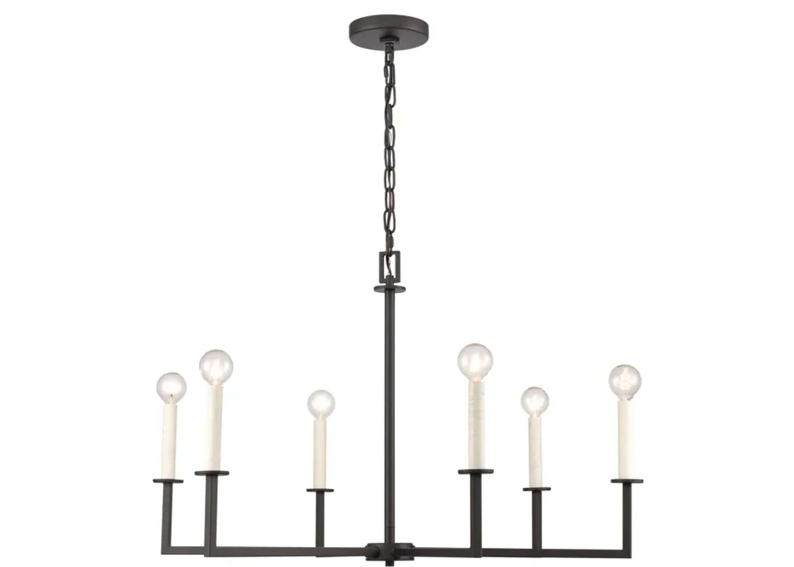 Dunne 30'' Wide 6-Light Black Chandelier