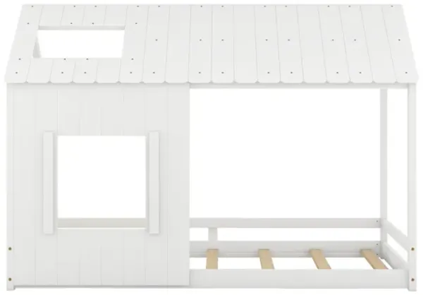 Twin Size House Bed With Roof And Window
