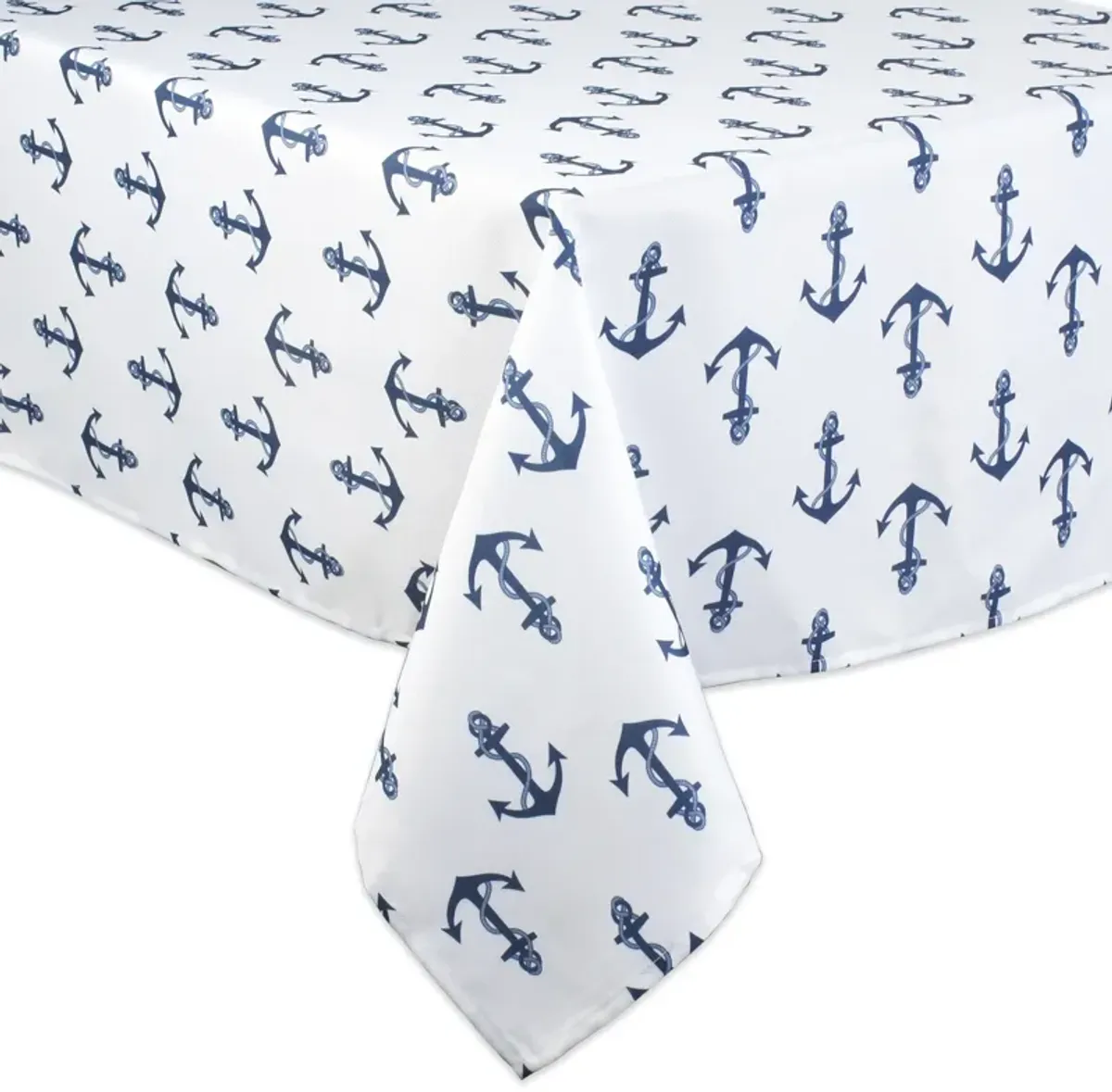 84" Zippered Outdoor Tablecloth with Printed Anchors Design