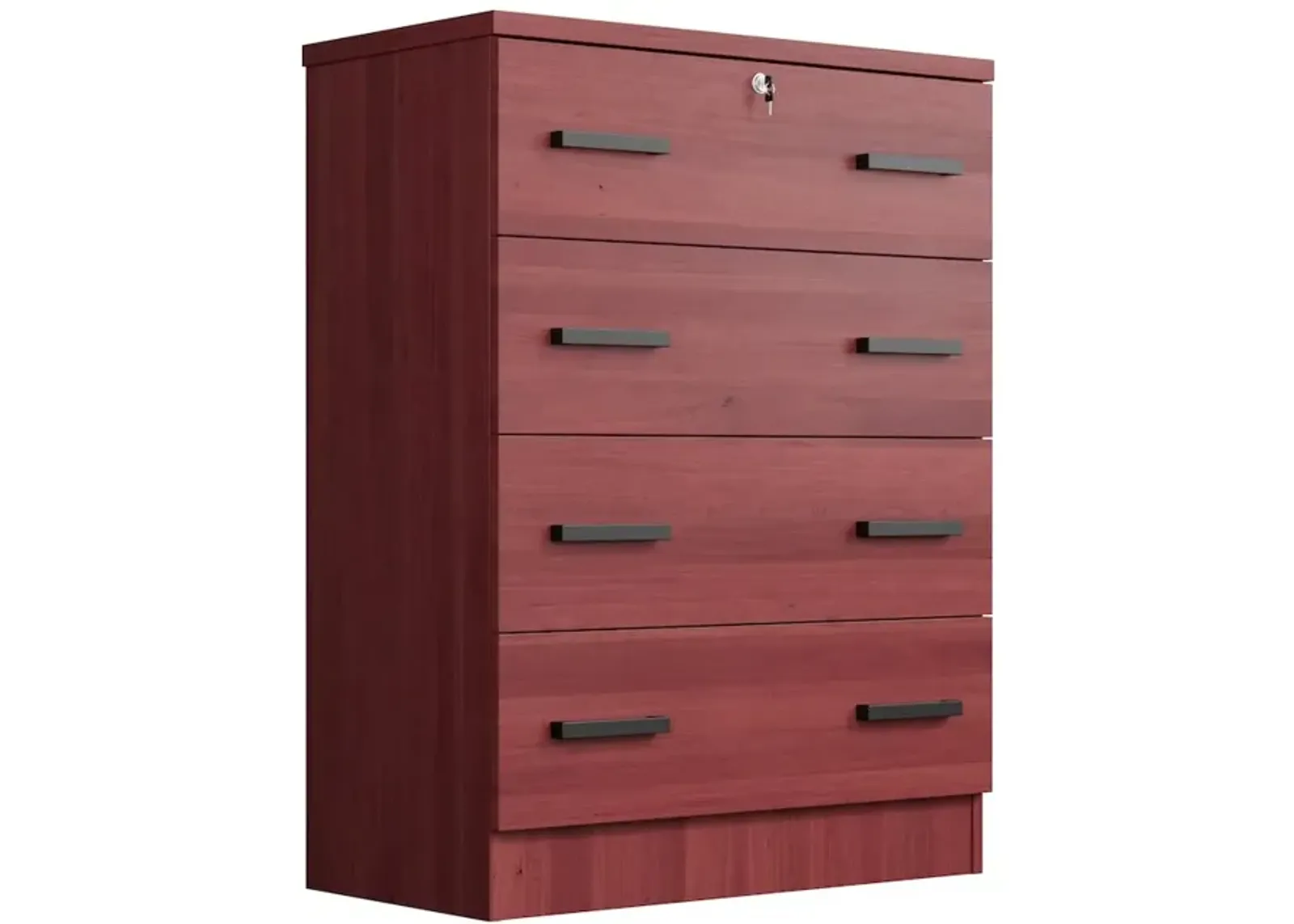 WPfurniture 4 Drawer Chest Wooden Dresser with Lock (Mahogany)