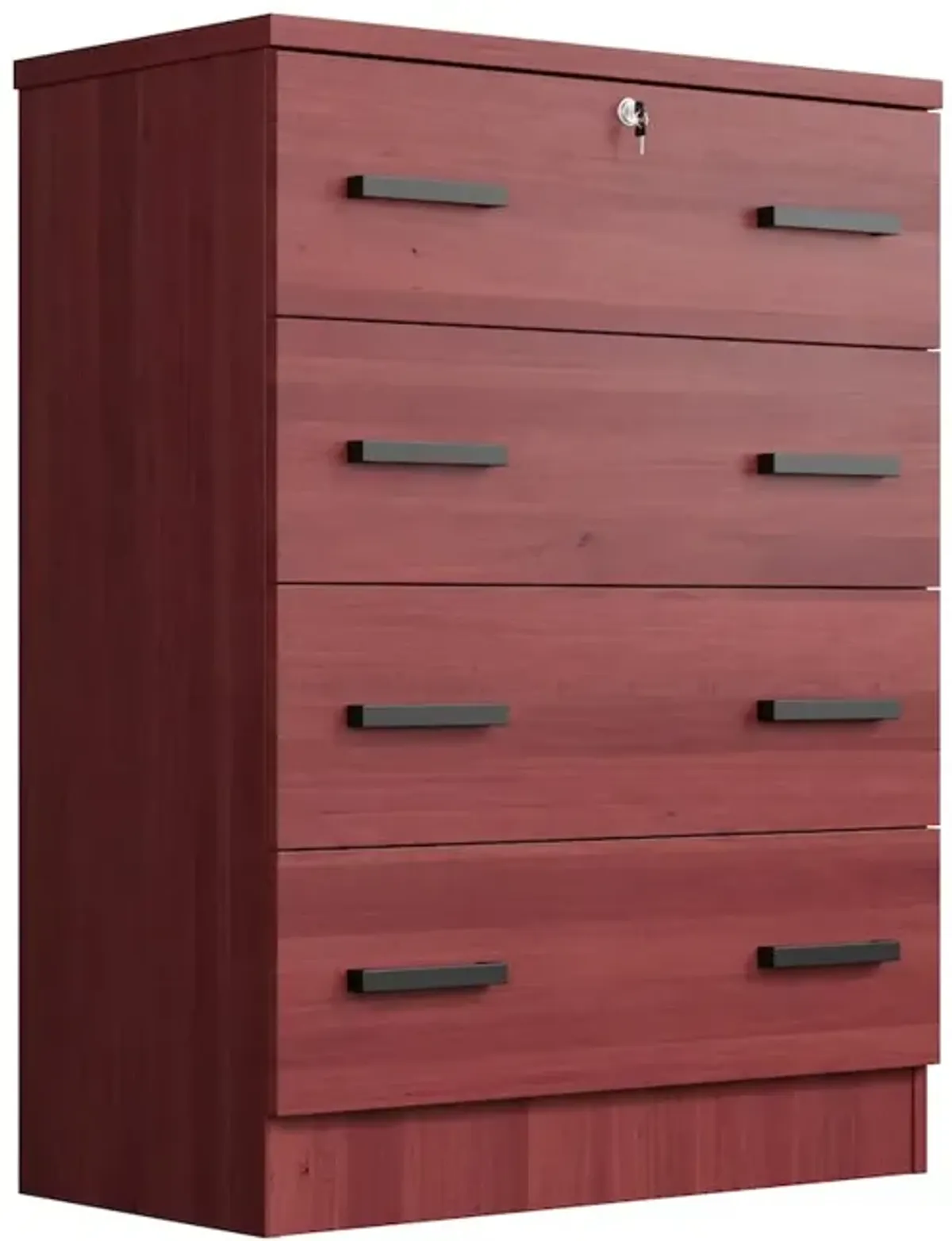 WPfurniture 4 Drawer Chest Wooden Dresser with Lock (Mahogany)