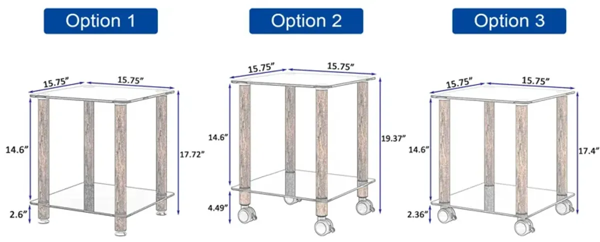 1-Piece + Walnut Side Table, 2-Tier Space End Table, Modern Night Stand, Sofa Table