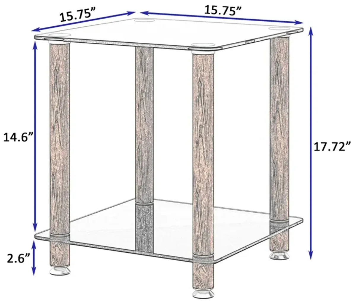 1-Piece + Walnut Side Table, 2-Tier Space End Table, Modern Night Stand, Sofa Table