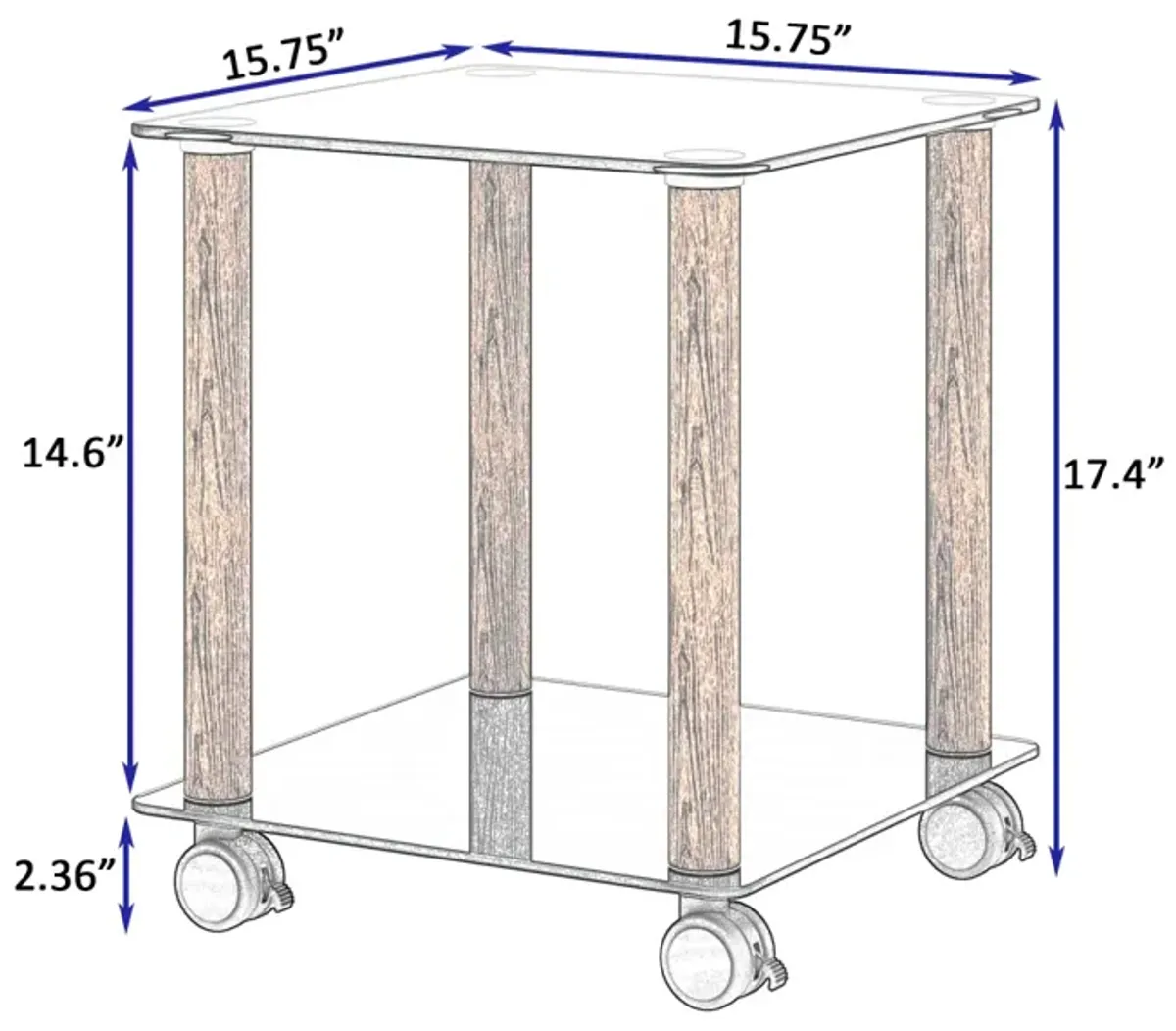 1-Piece + Walnut Side Table, 2-Tier Space End Table, Modern Night Stand, Sofa Table