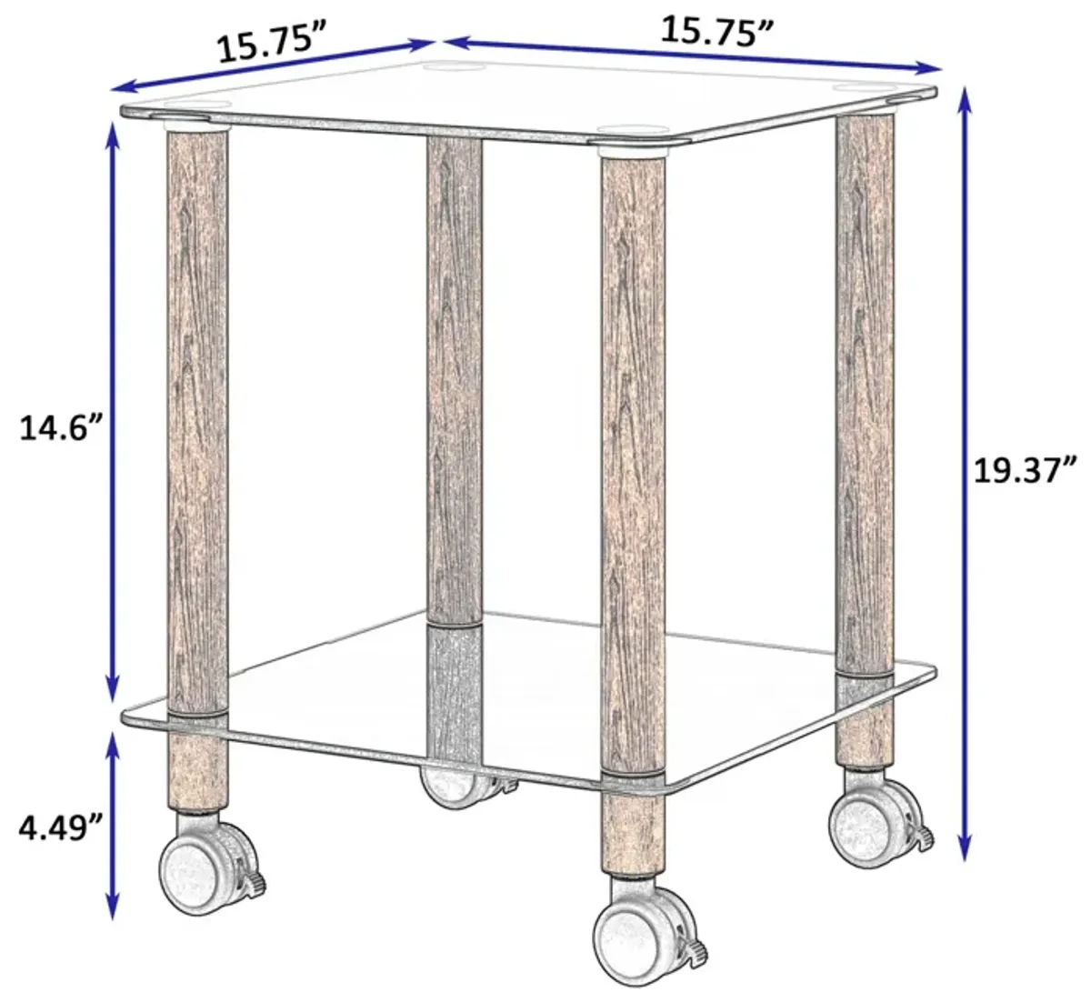 1-Piece + Walnut Side Table, 2-Tier Space End Table, Modern Night Stand, Sofa Table