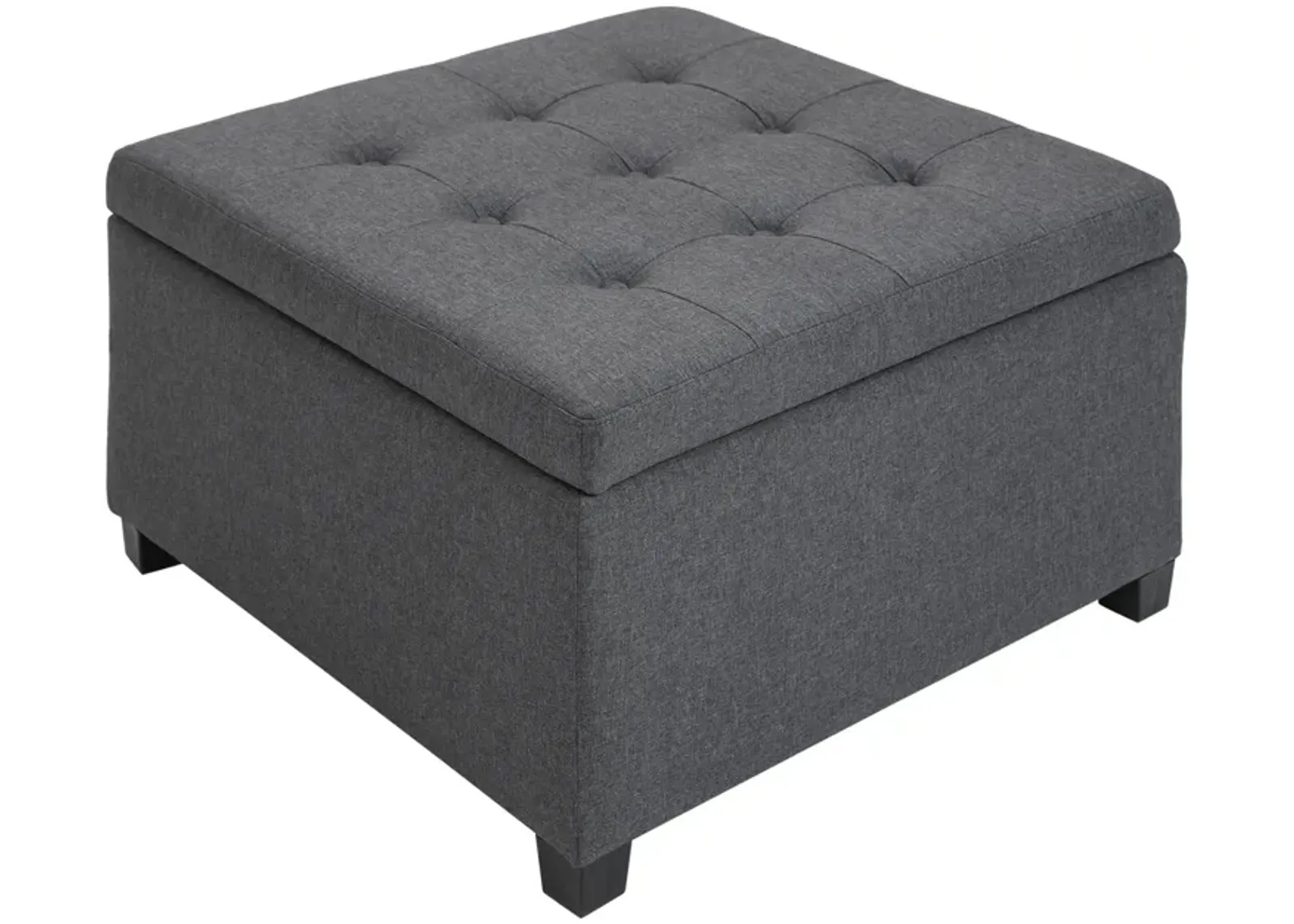 Living Room Storage: Tufted Ottoman with Lift Top and Rubberwood Frame