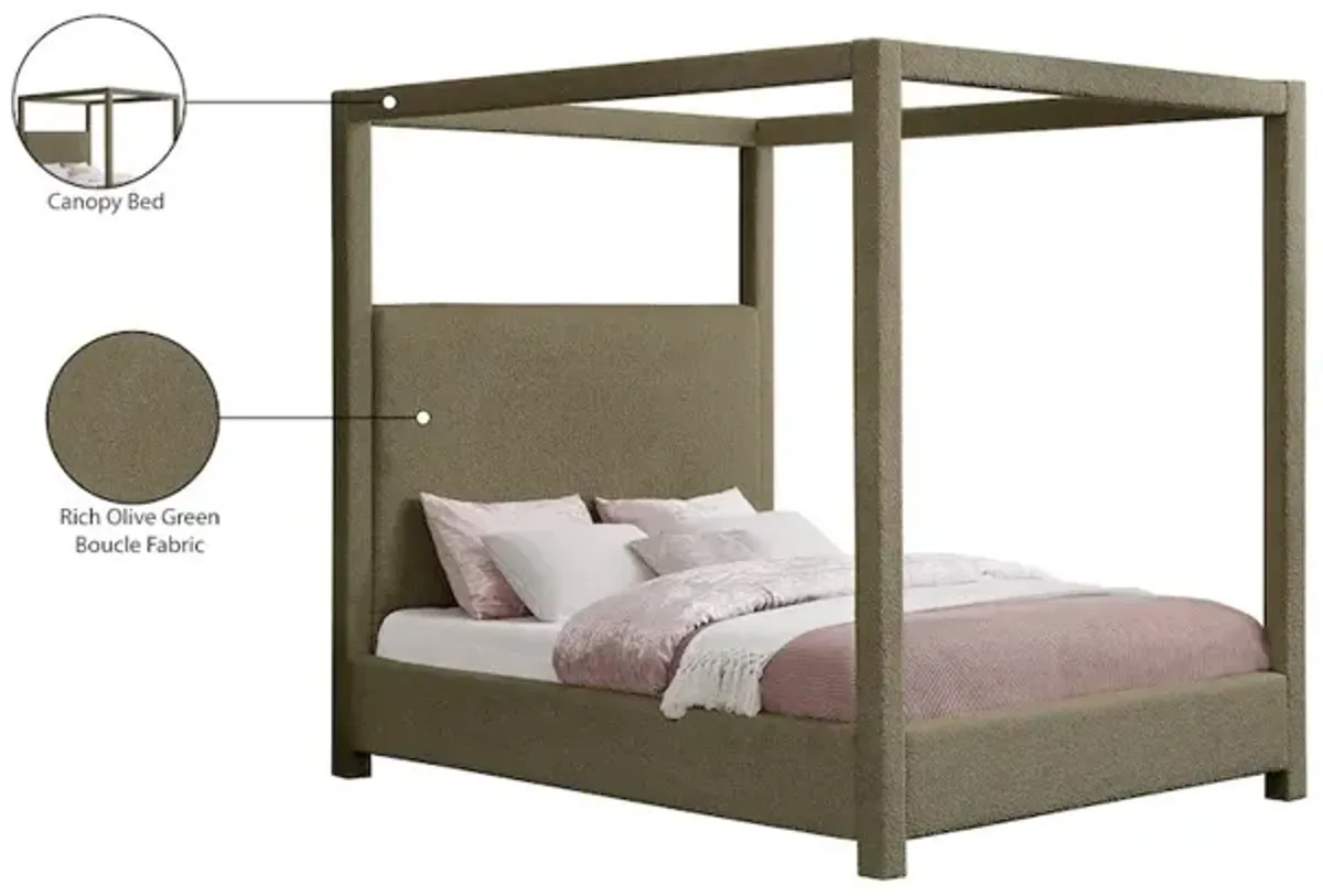 Meridian Furniture Eden Olive Boucle Fabric King Bed