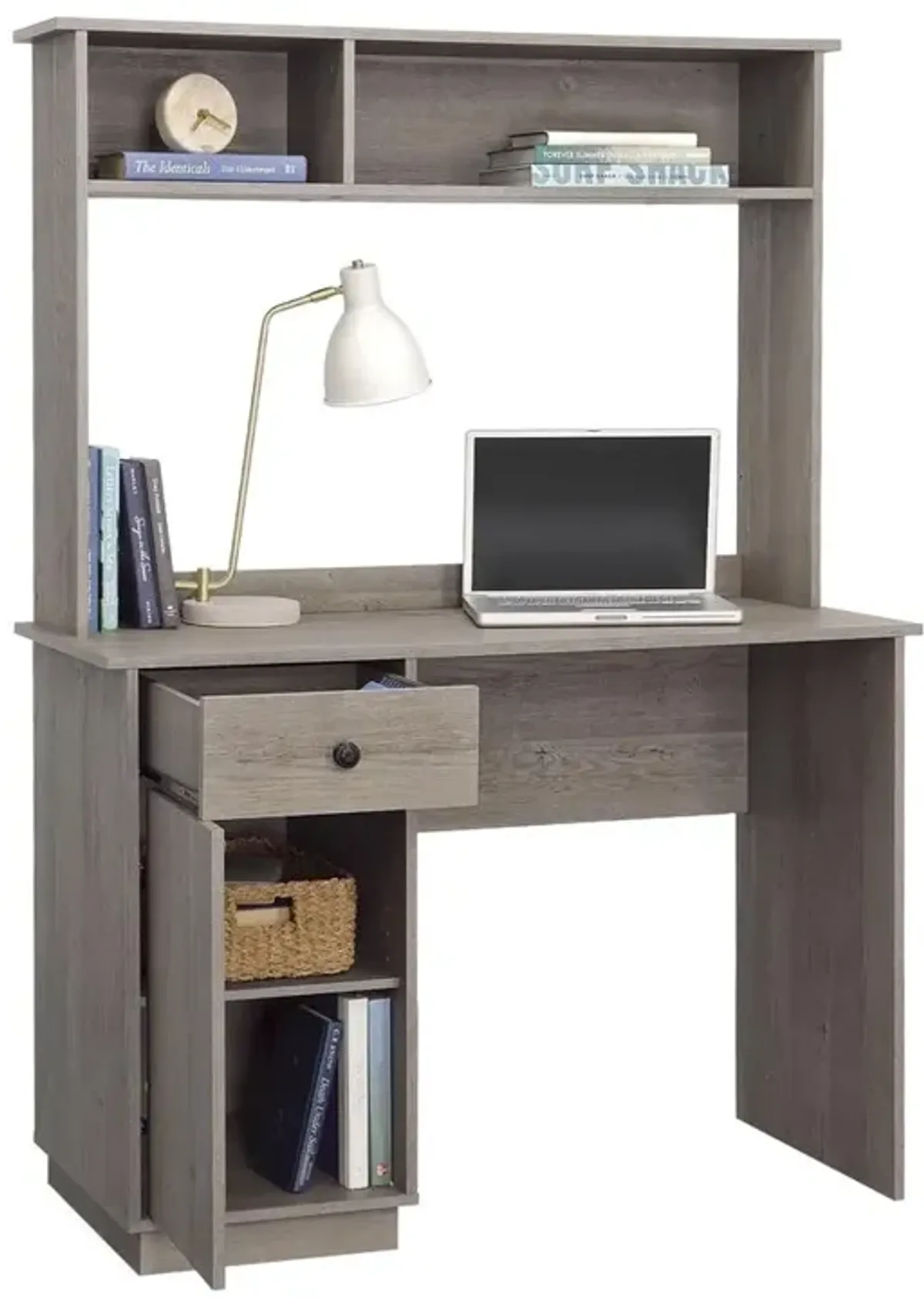 Sauder Sundar Computer Desk/Hutch in Mystic Oak