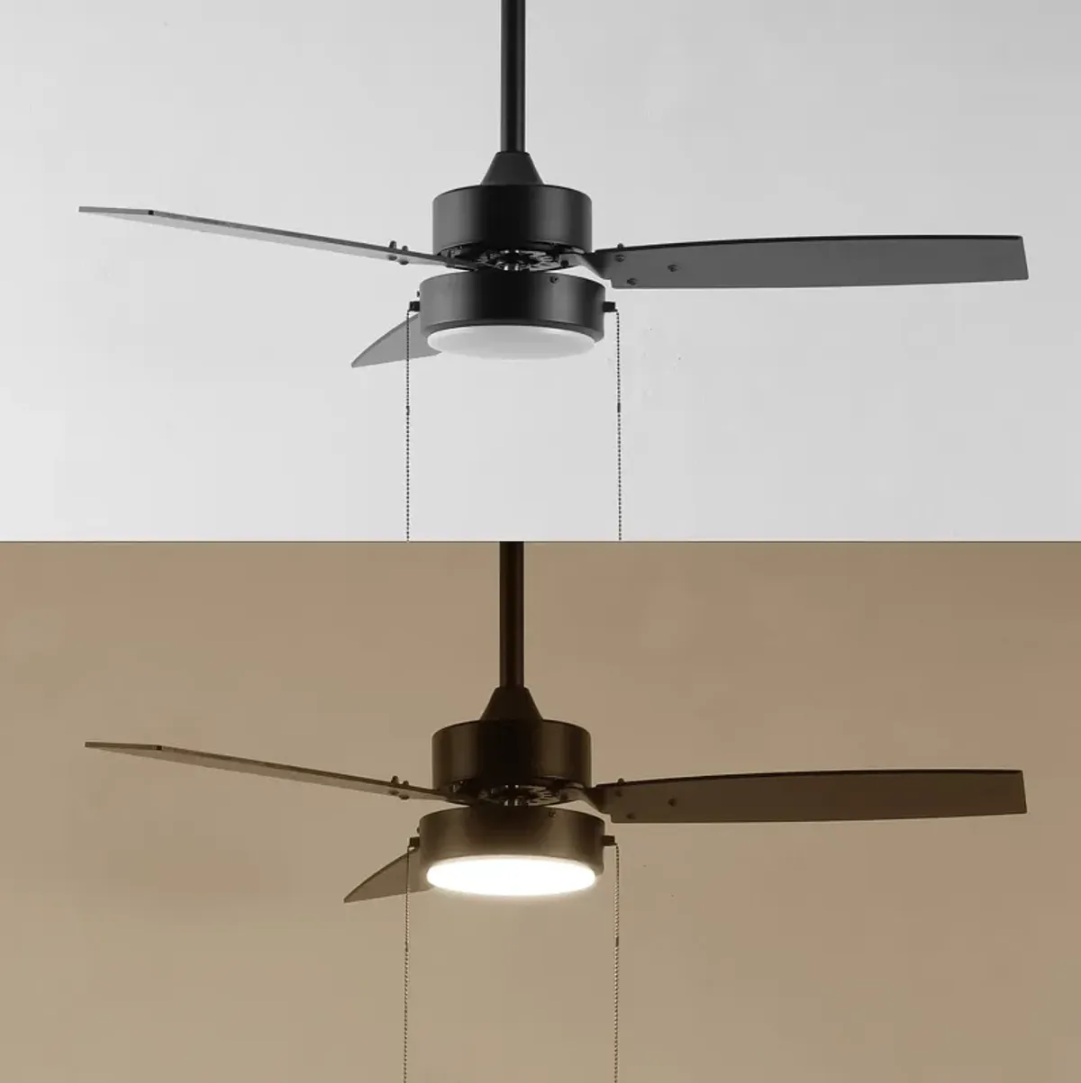 Blair 1-Light Modern Minimalist 3-Speed Iron Height Adjustable Integrated LED Ceiling Fan with Pull Chains