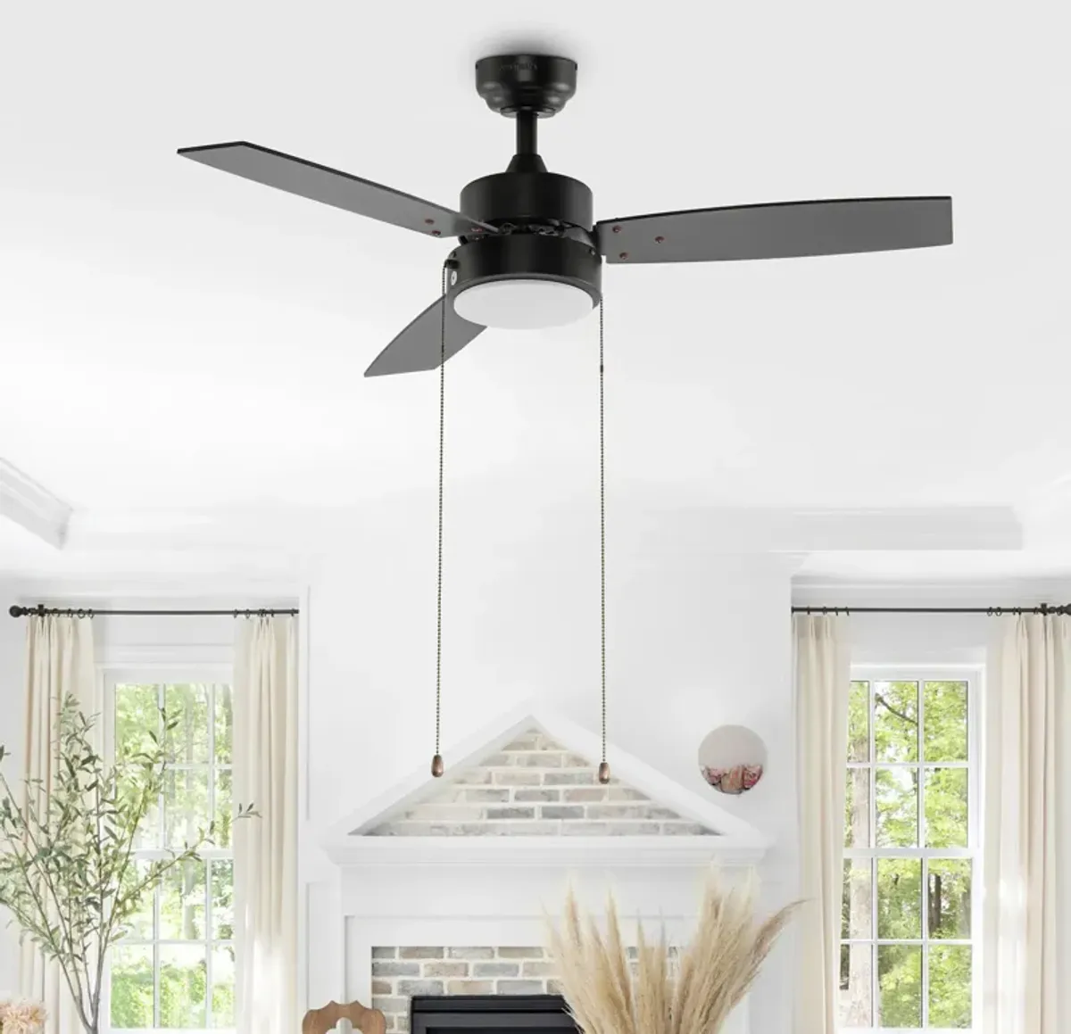 Blair 1-Light Modern Minimalist 3-Speed Iron Height Adjustable Integrated LED Ceiling Fan with Pull Chains