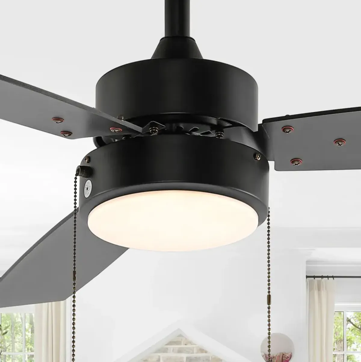 Blair 1-Light Modern Minimalist 3-Speed Iron Height Adjustable Integrated LED Ceiling Fan with Pull Chains