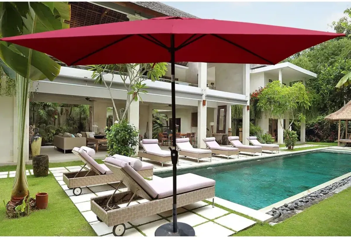 6 X 9FT Patio Umbrella Outdoor Waterproof Umbrella With Crank And Push Button Tilt