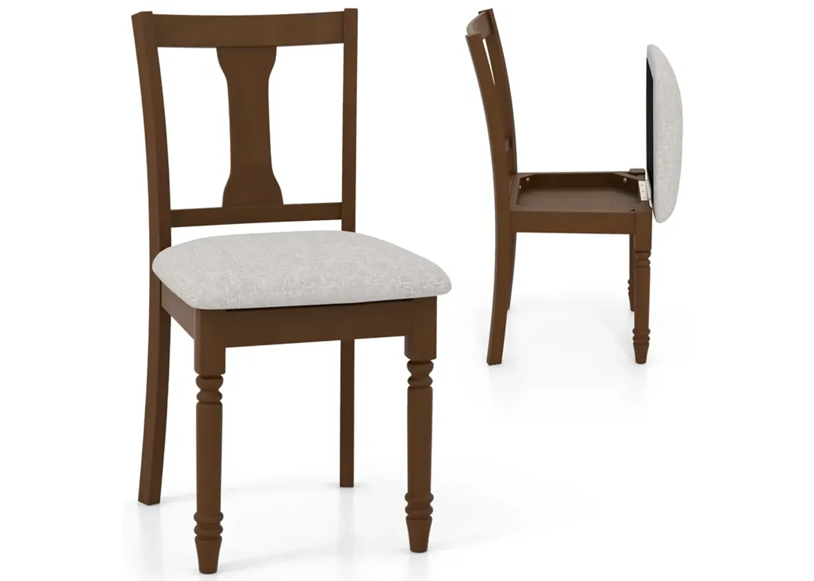 Kitchen Dining Chair with Linen Fabric and Storage Space